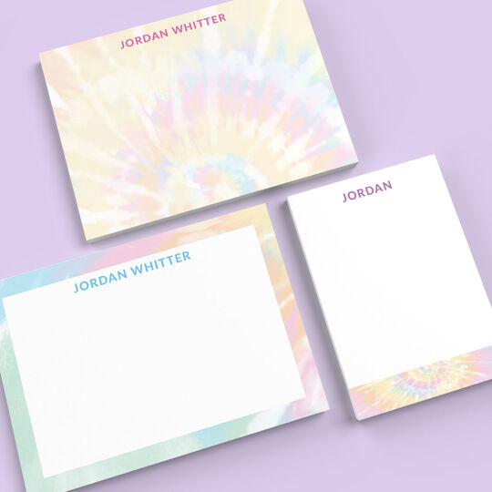 Pastel Sunburst Tie-Dye Flat Note Card Collection